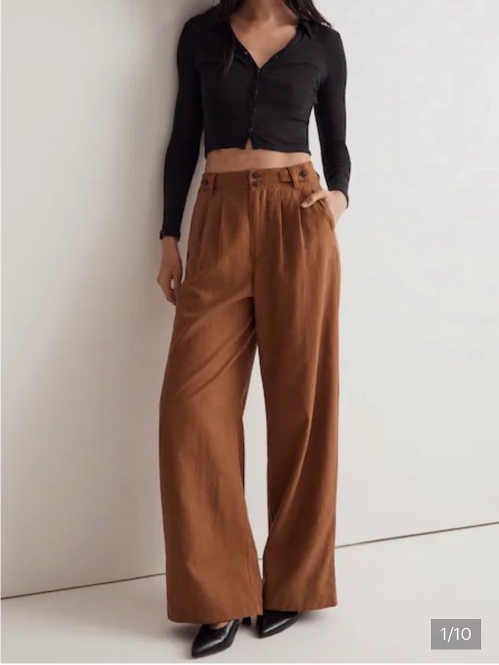 Madewell Harlow Wide-Leg Pant in Acorn, Size 2P